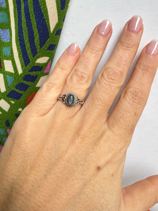 Anello argento 925 labradorite misura 12/13 - 29SZ