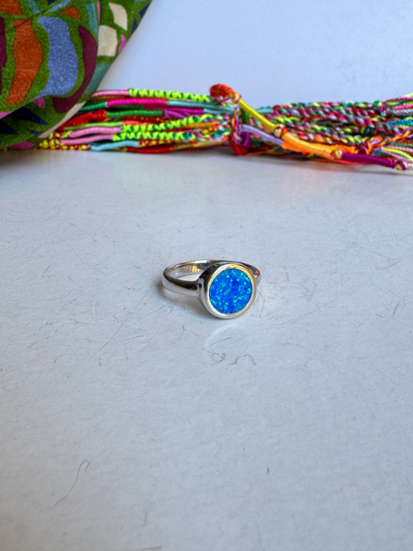 Anello argento 925 opale blu misura 17 - 5OP