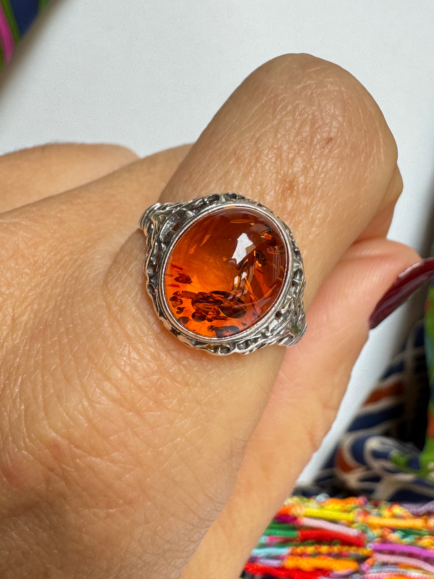 Anello argento 925 ambra misura 22 - 6AMB