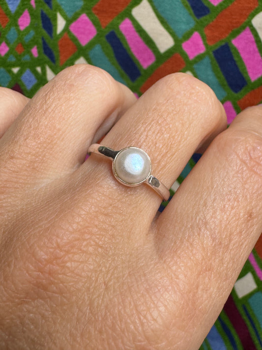 925 silver ring with river pearl, size 19.