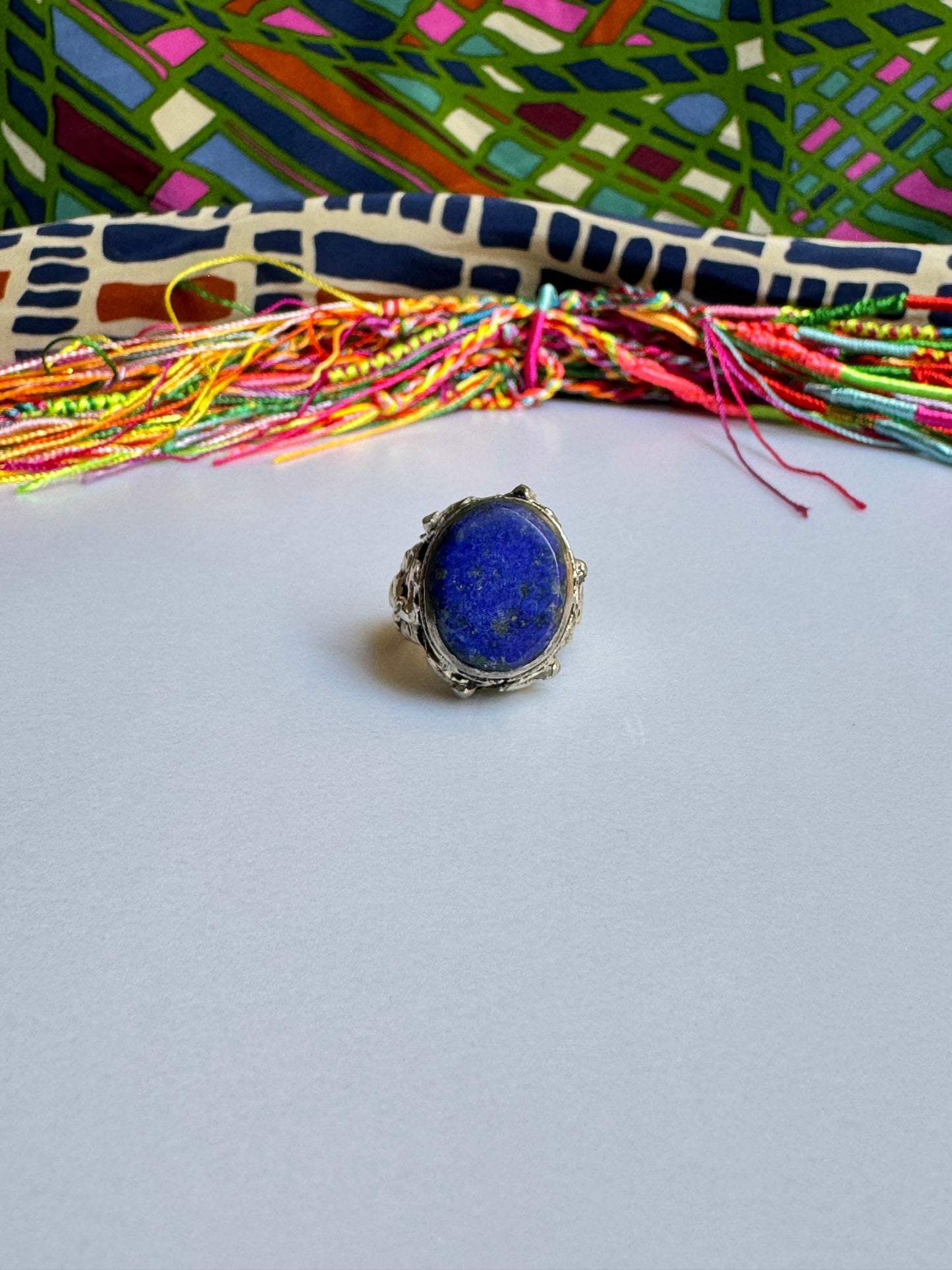 Antique vintage lapis lazuli hard stone ring