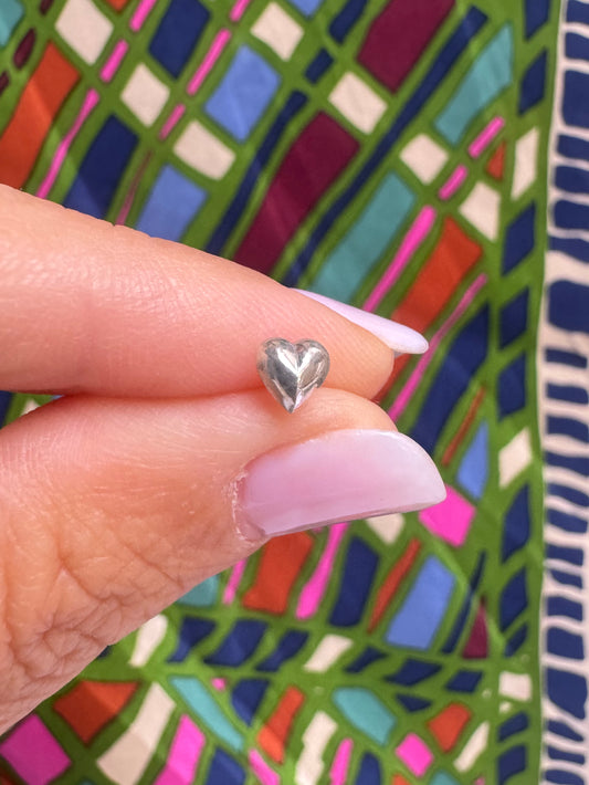 925 silver single lobe earring with a full heart