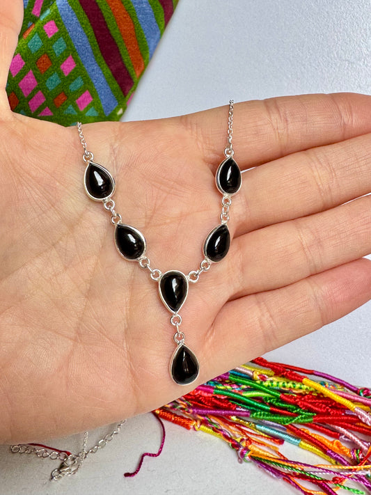 Collana argento 925 onice nero