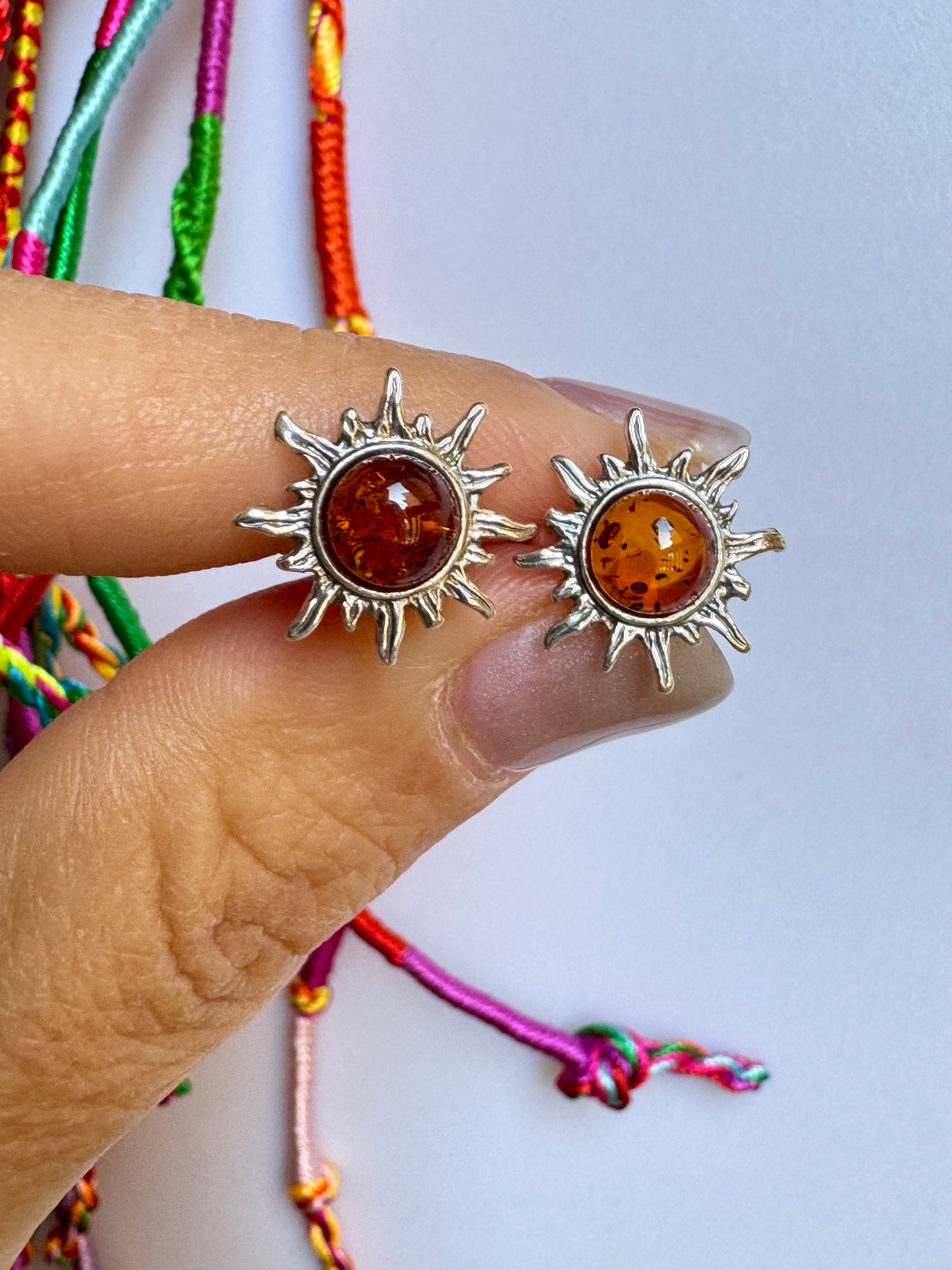 925 silver amber stud earrings 34AM