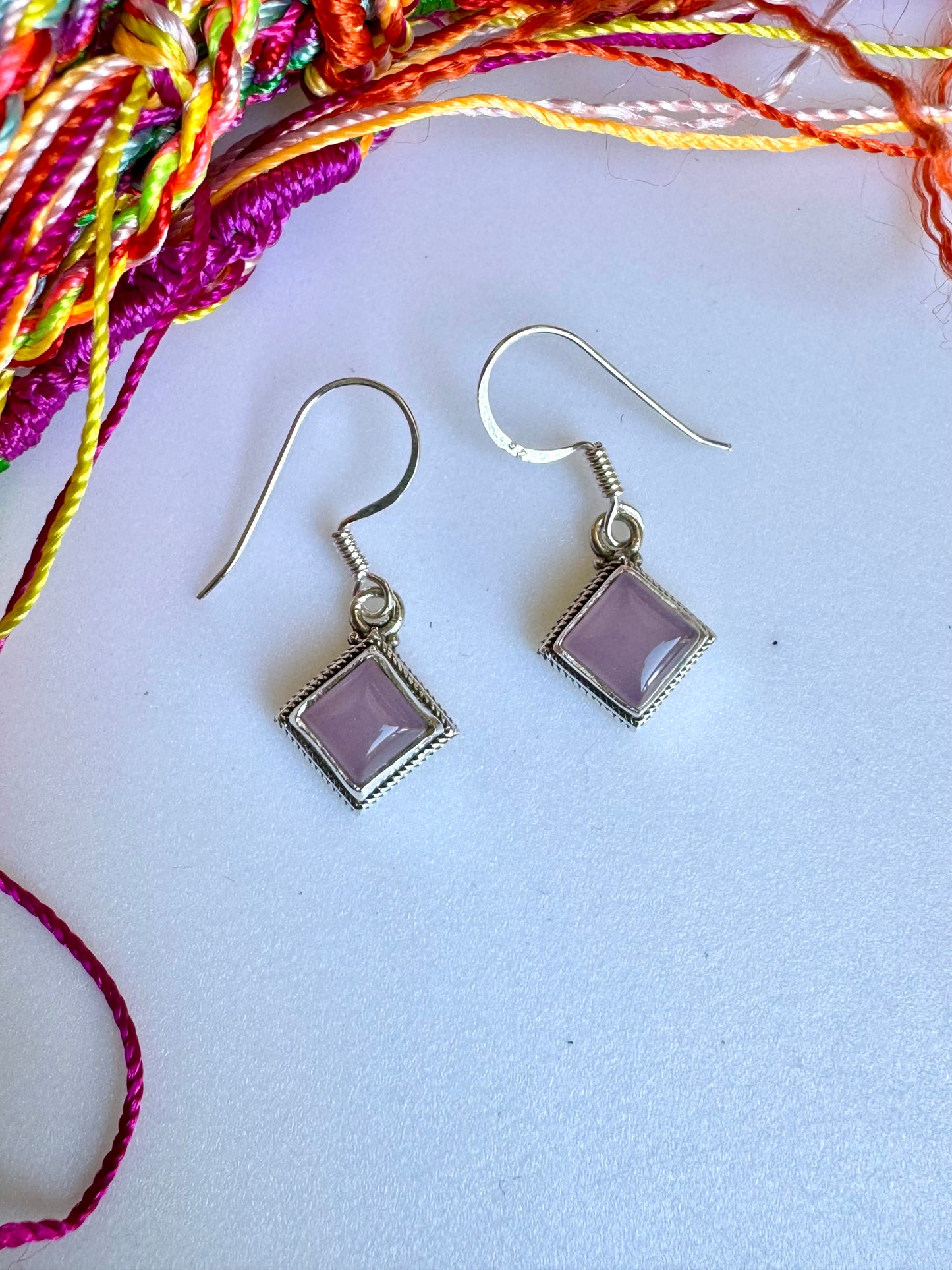 Rose quartz 925 silver earrings