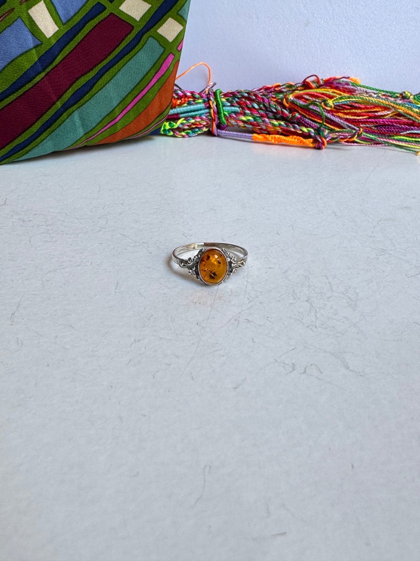 Anello argento 925 ambra misura 17 - 32AMB