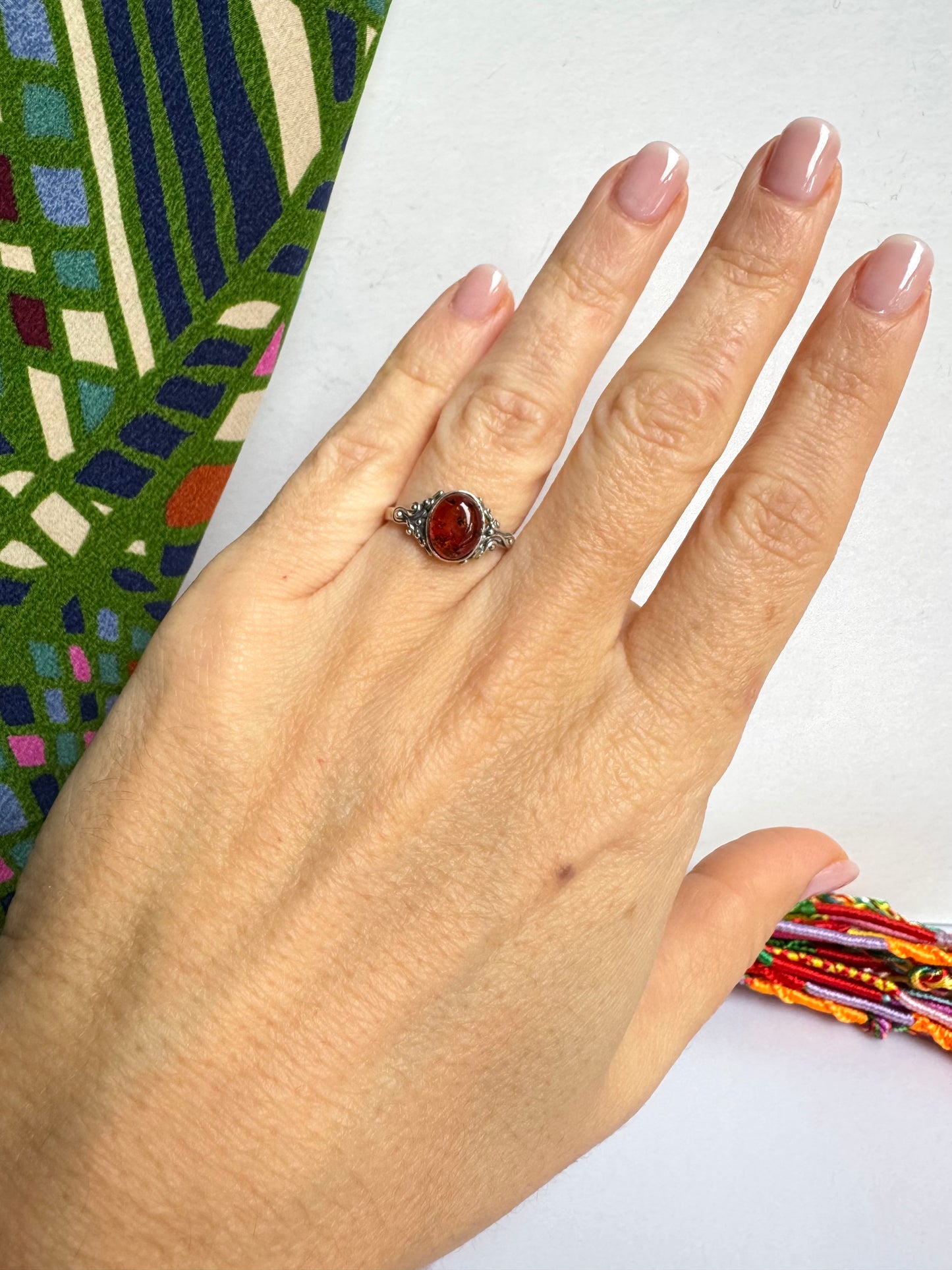 Anello argento 925 ambra misura 13 - 25AMB