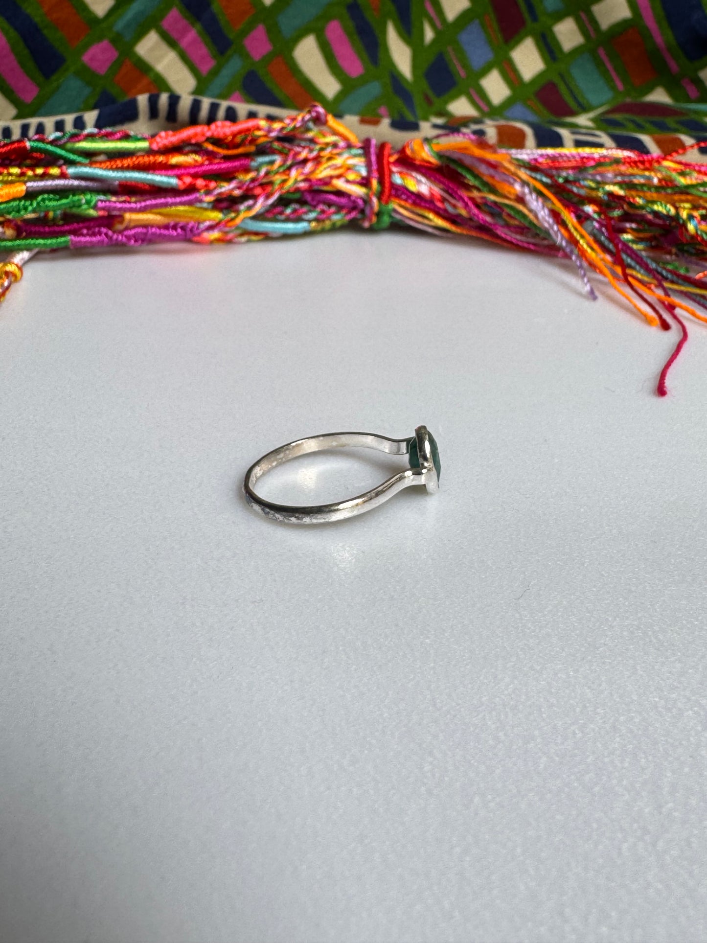 925 silver ring with emerald root, size 12 - 15RS