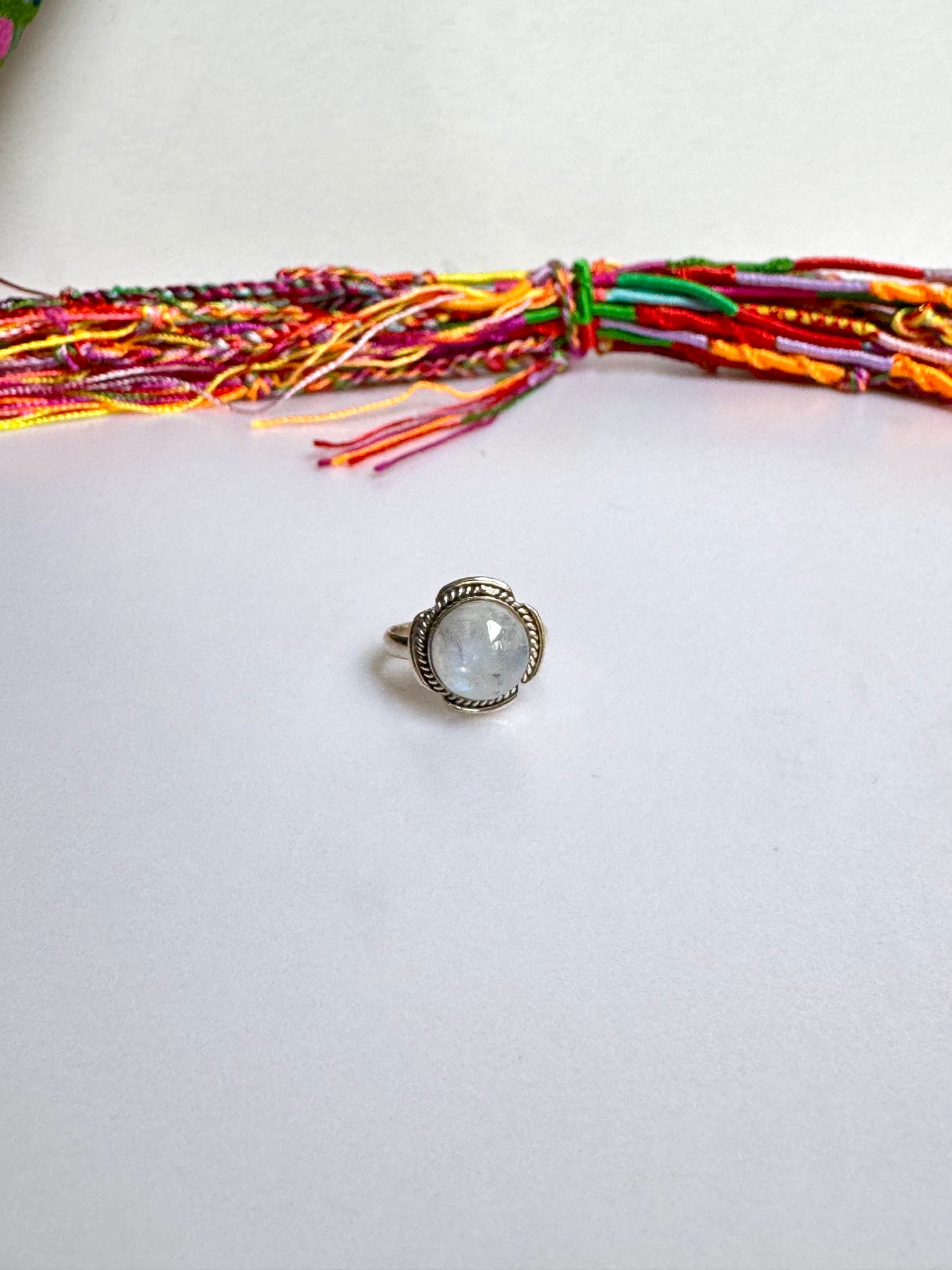 Anello argento 925 Pietra di luna arcobaleno misura 11 - 10SZ