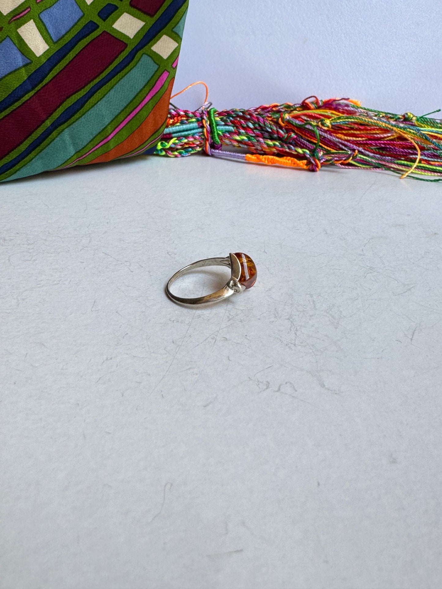 Anello argento 925 ambra misura 14 - 35AMB