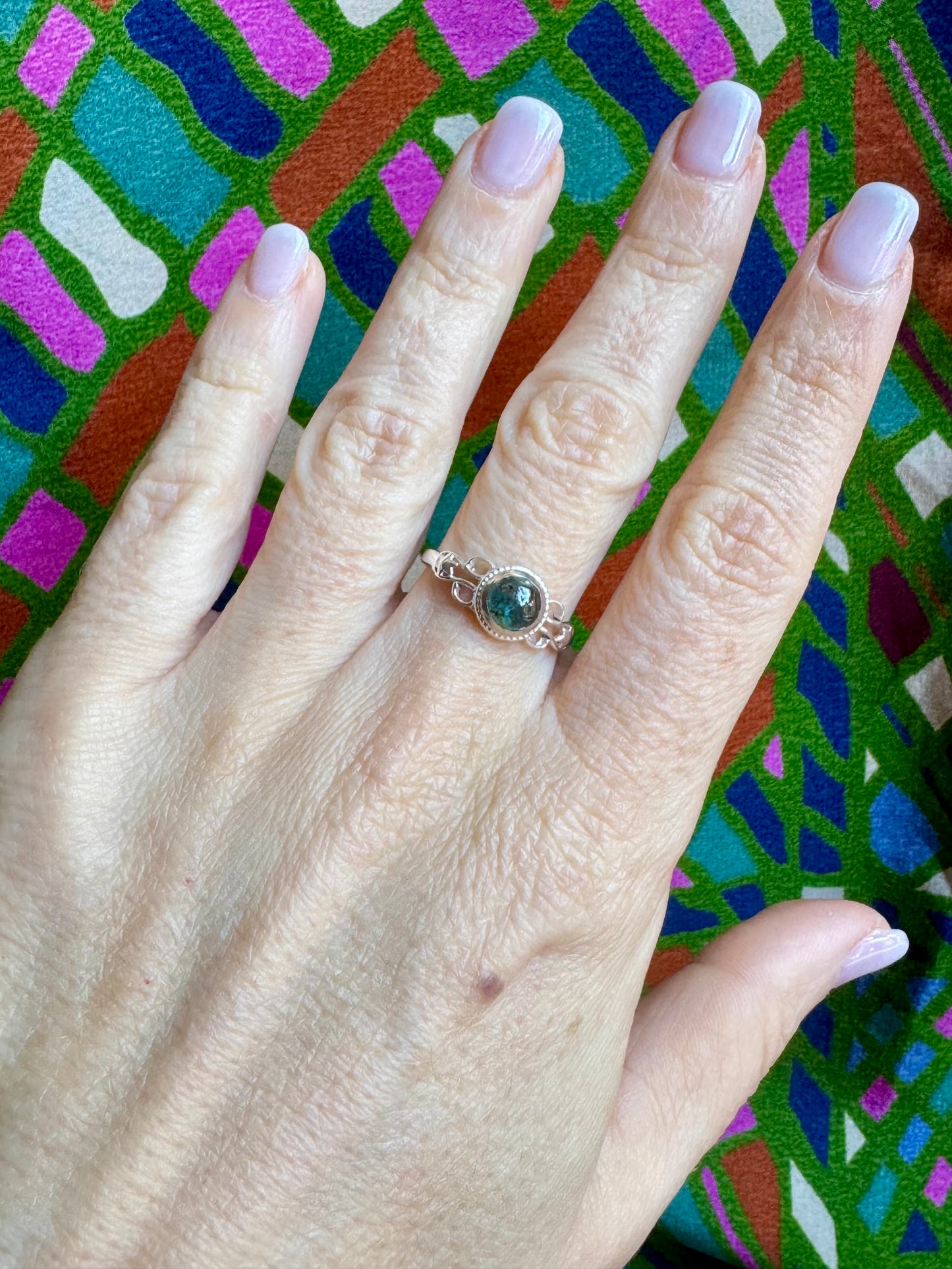 925 Silber Turmalin Ring Größe 17- TA9