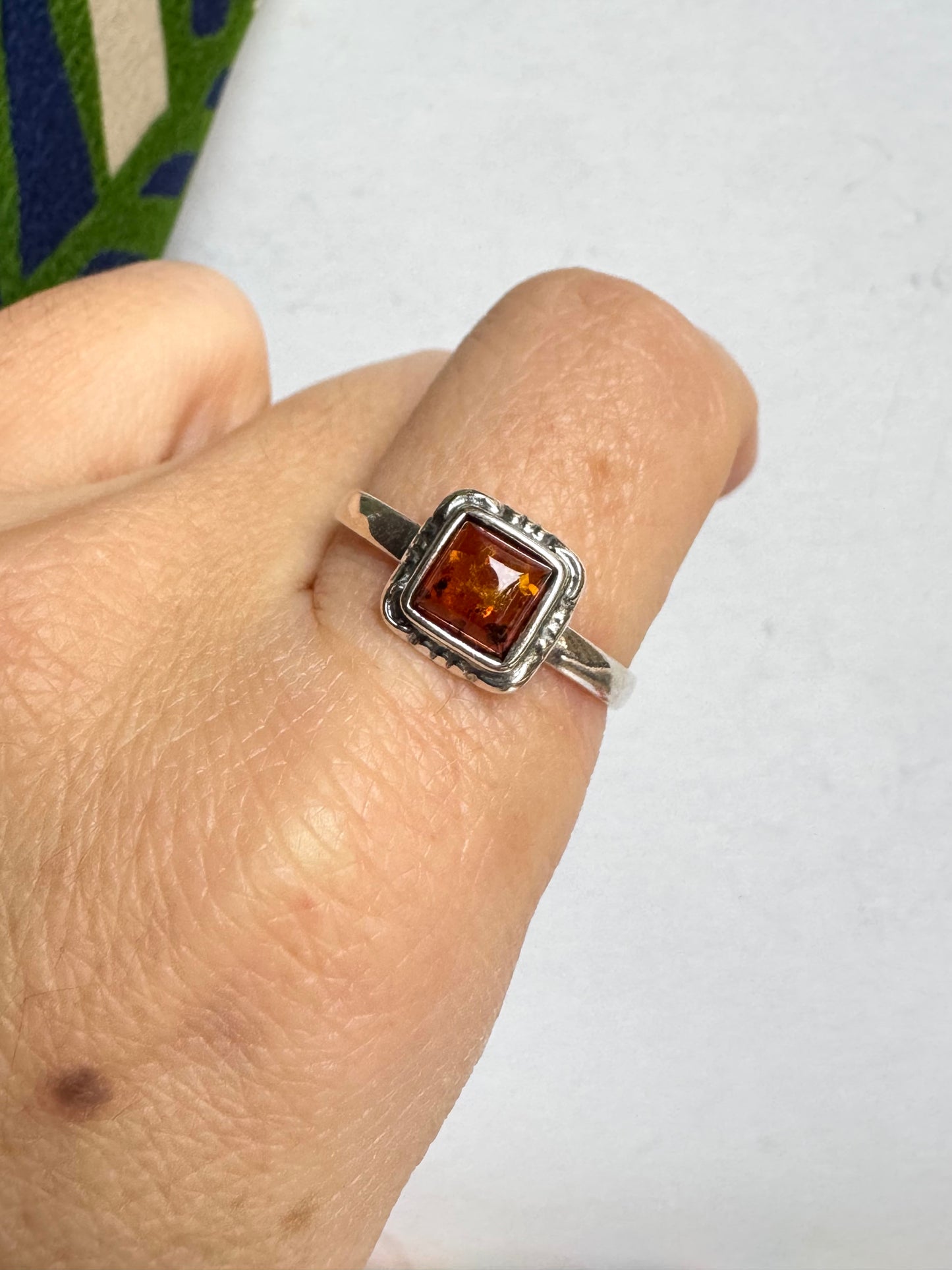 Anello argento 925 ambra misura 22 - 16AMB