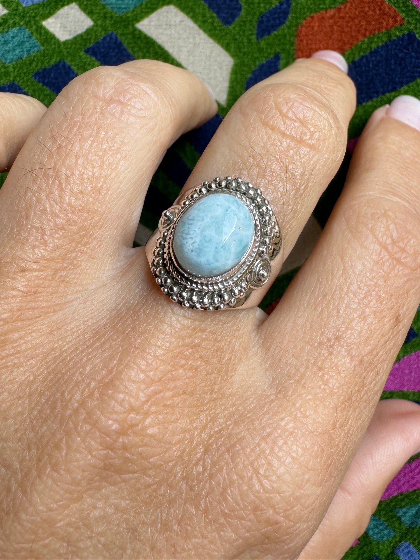 Anello argento 925 larimar E65