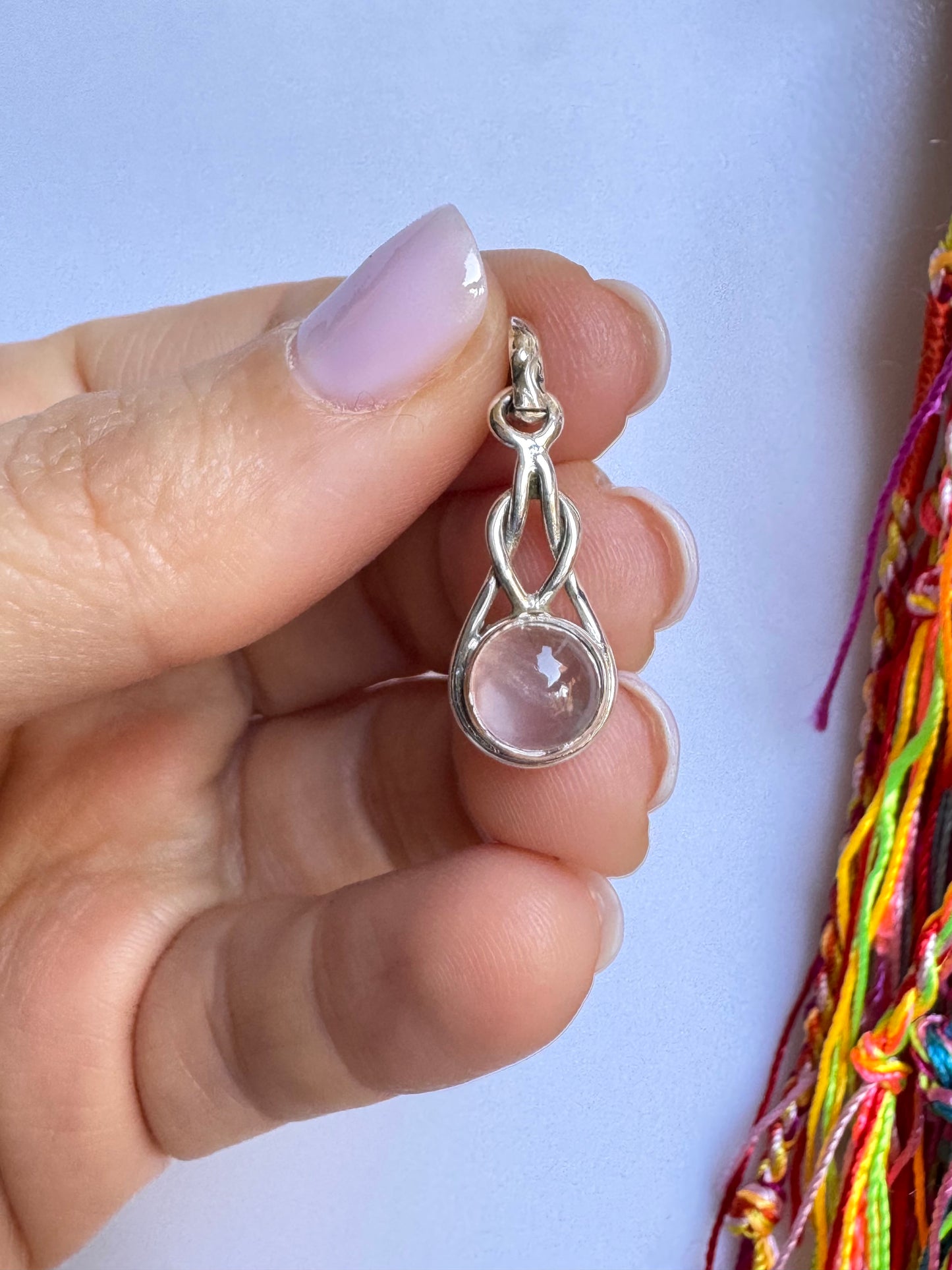 Ciondolo argento 925 quarzo rosa V5