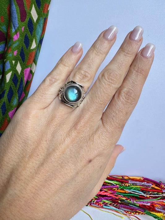 Anello argento 925 labradorite misura 12/13 - 14LAB