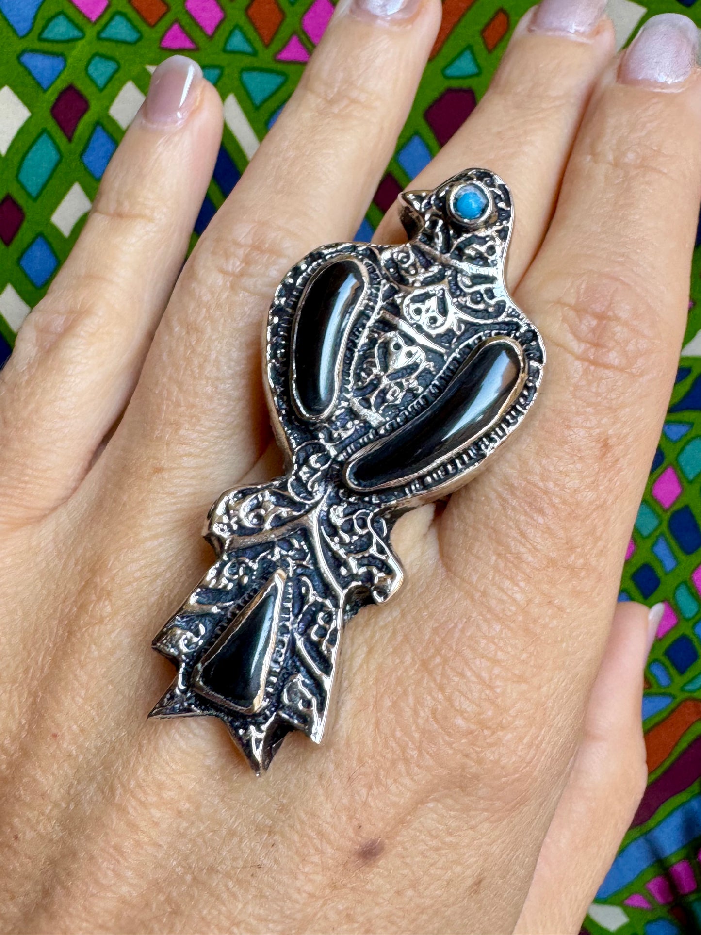 Antique vintage agate stone ring