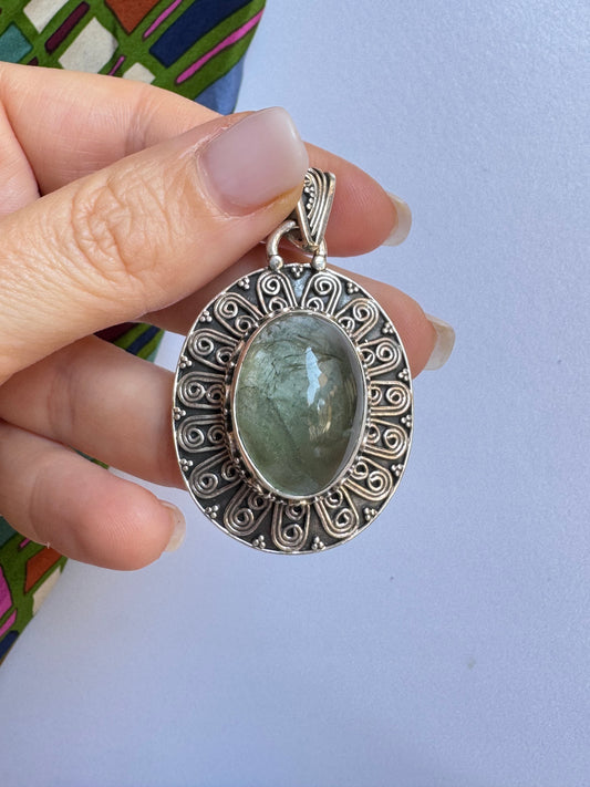 Ciondolo argento 925 giada indiana 31K