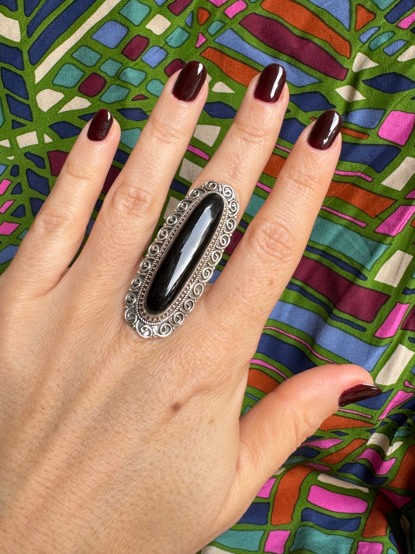 P20 black onyx 925 silver ring