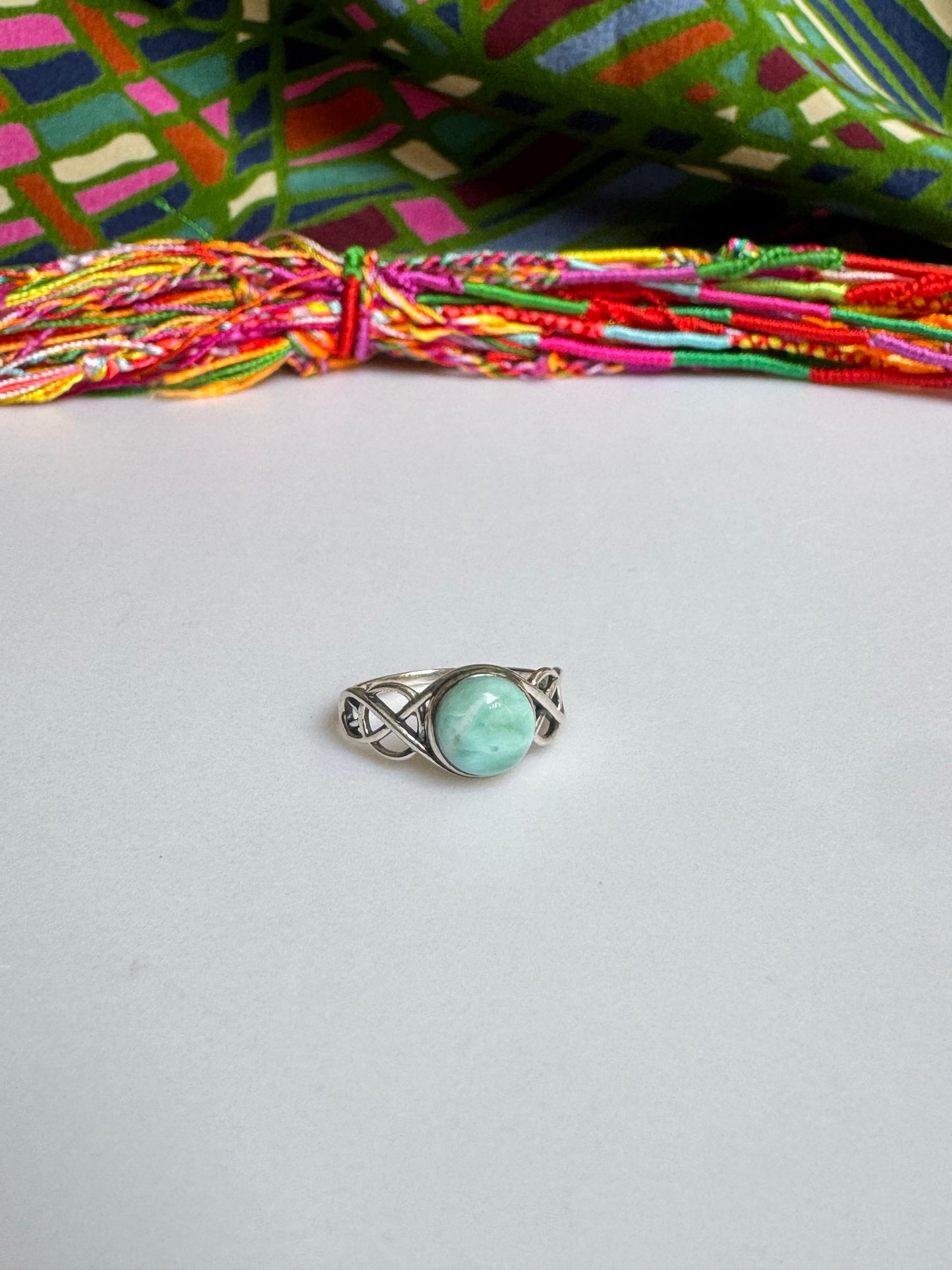 925 silver larimar ring size 17 5L