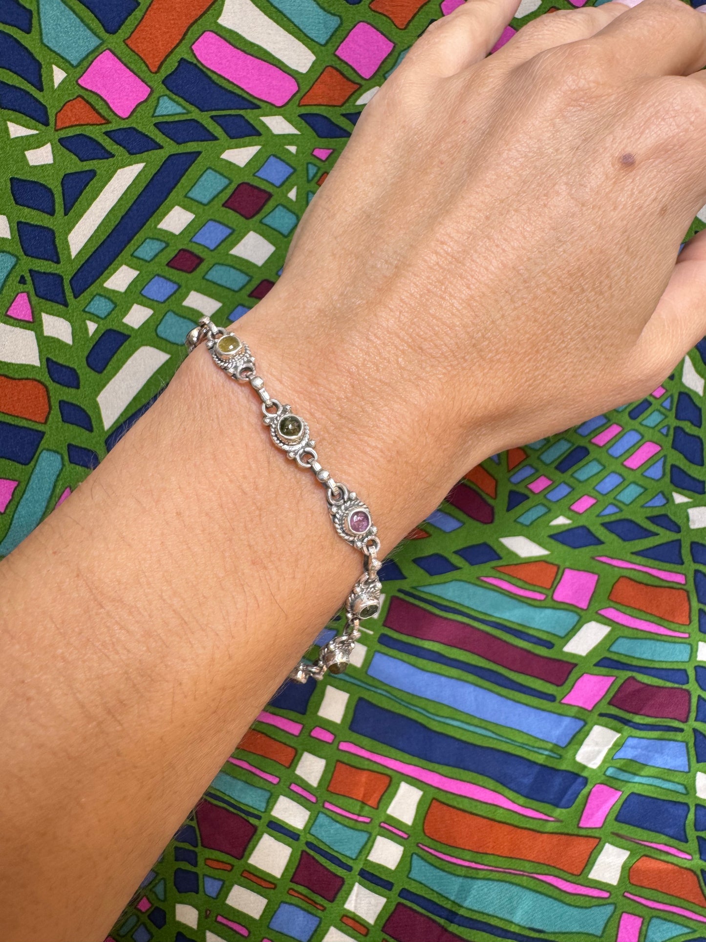 925 Silber Turmalin Armband B50