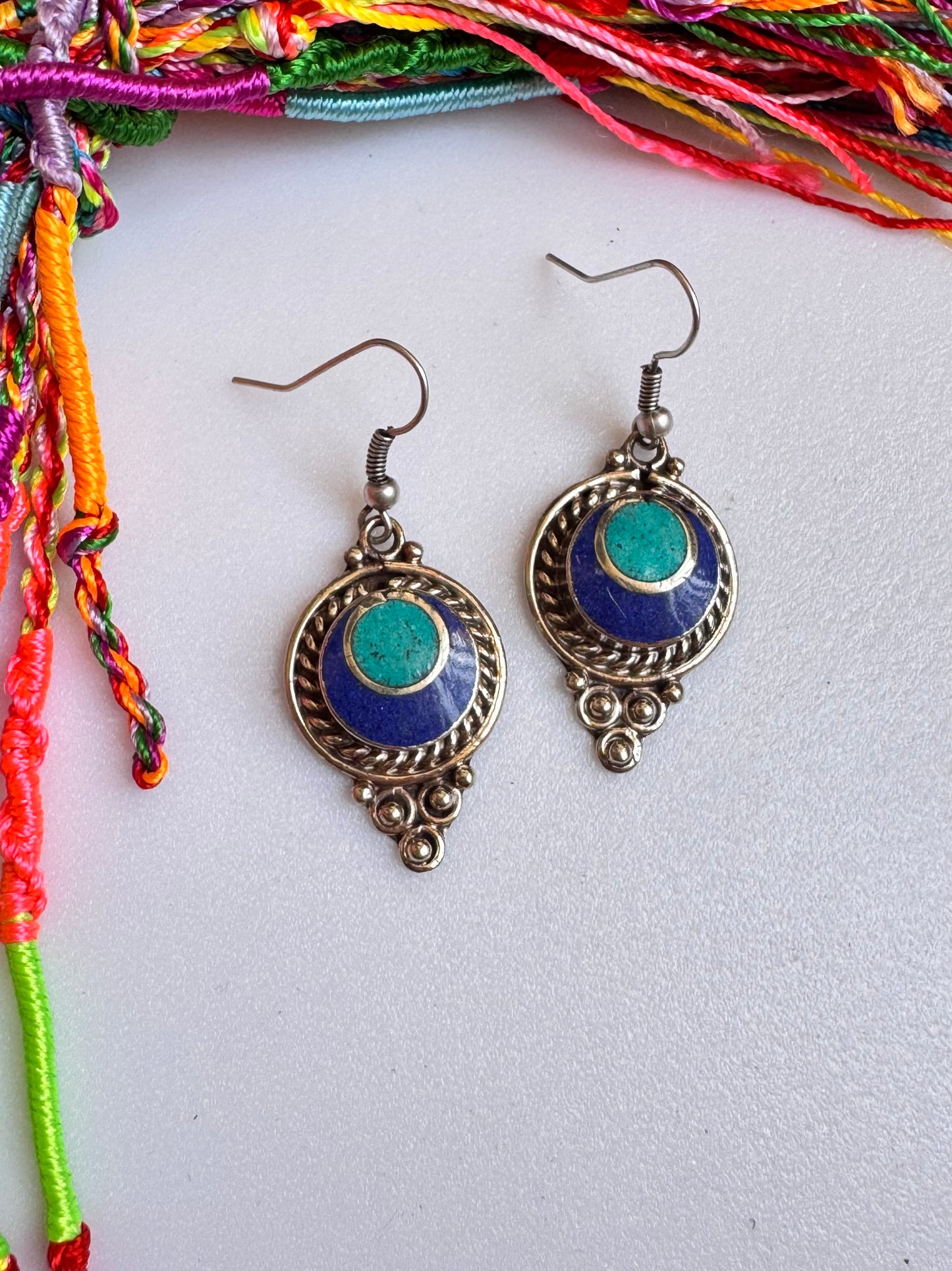 Orecchini nepalesi turchese e blu
