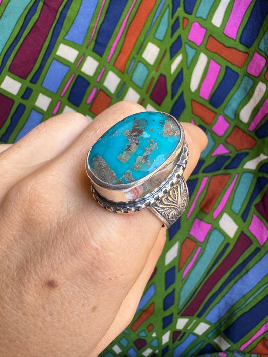 925 silver copper turquoise ring size 29/30 G51