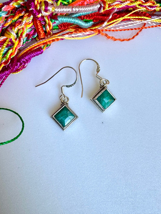 Emerald root 925 silver earrings