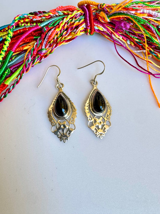 925 silver earrings with black onyx D14