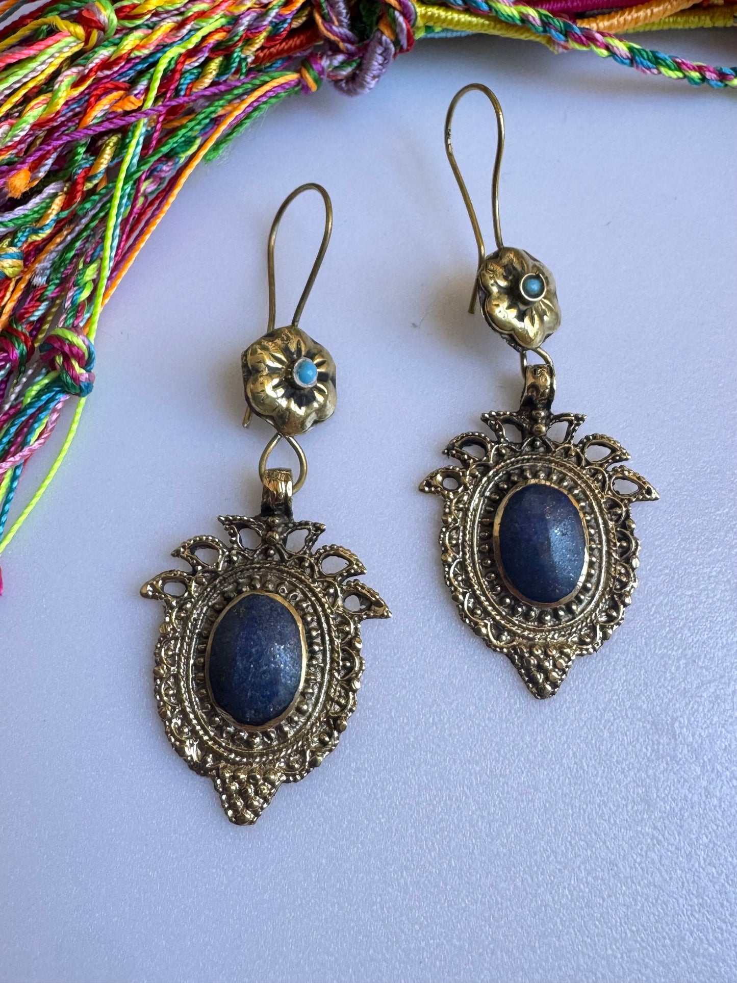 Antique vintage lapis lazuli earrings