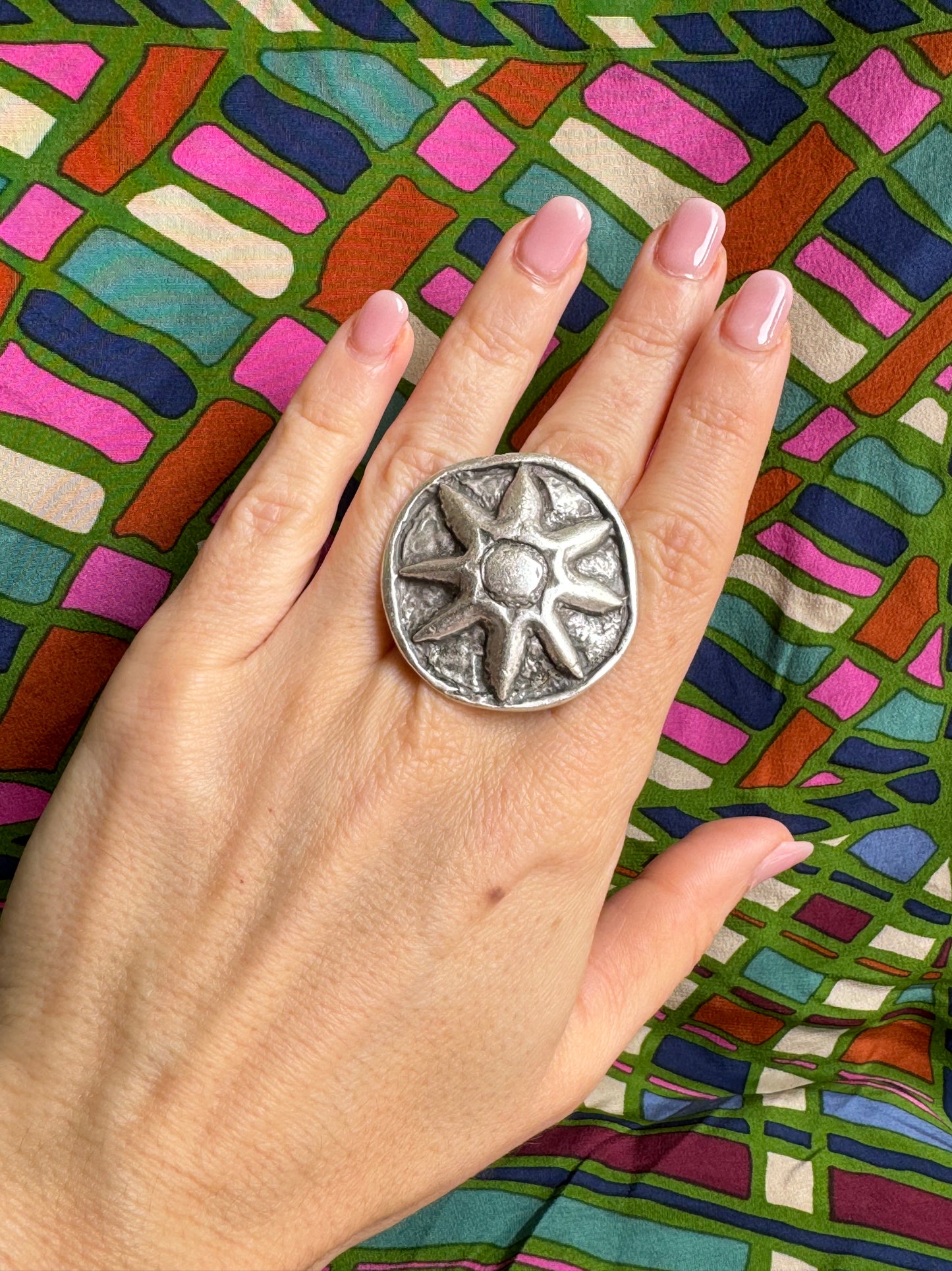 Silver zamak sun ring