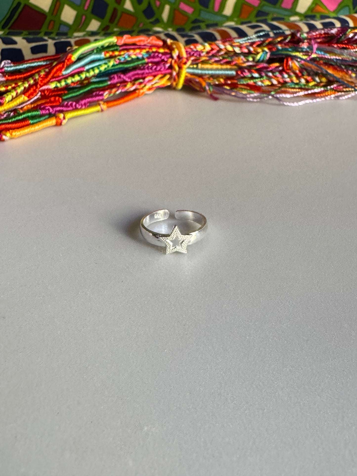 925 Silberring Phalanx oder verstellbarer Fuß klares Sternband 4