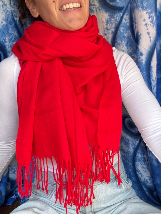 Pashmina sciarpa India rosso difettata