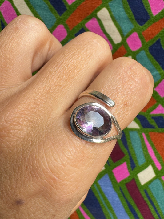 925 silver adjustable mystic stone ring 5MS