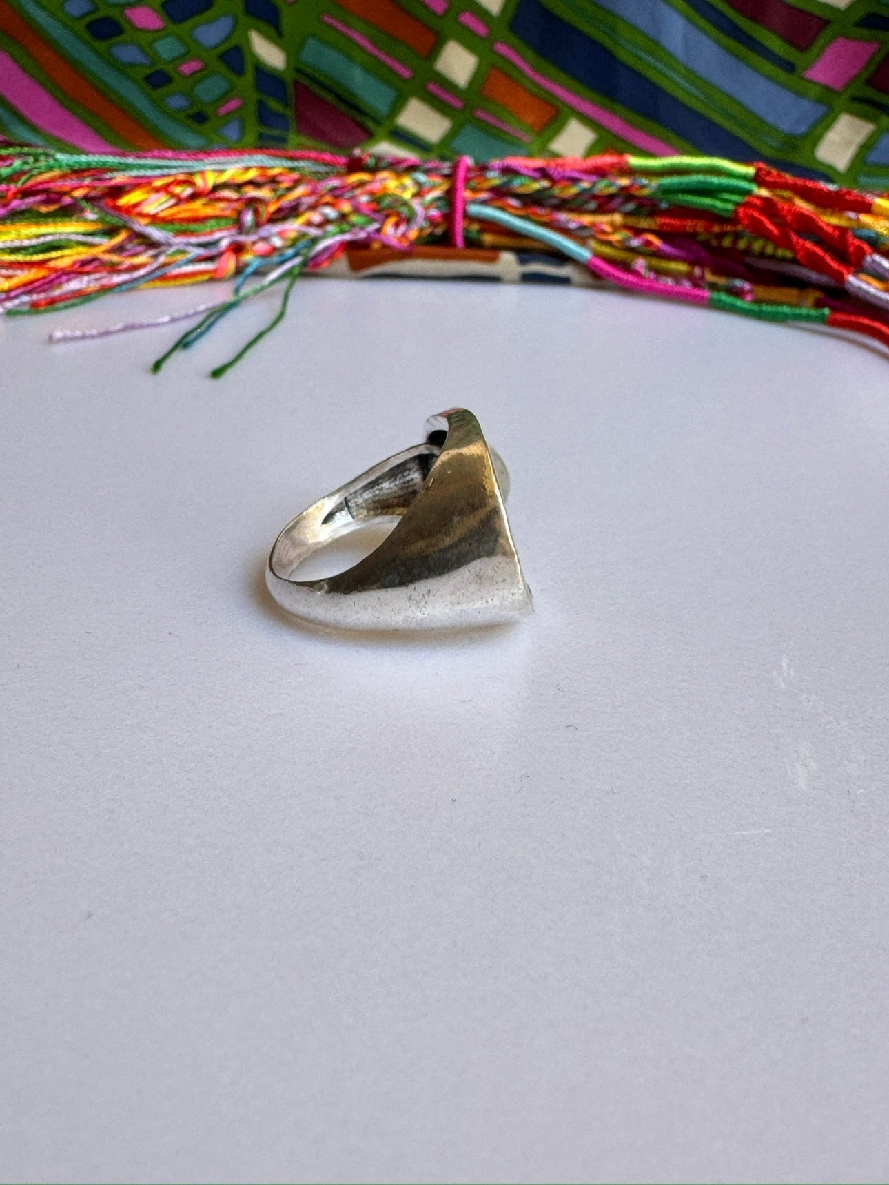 Boho silver moonstone ring