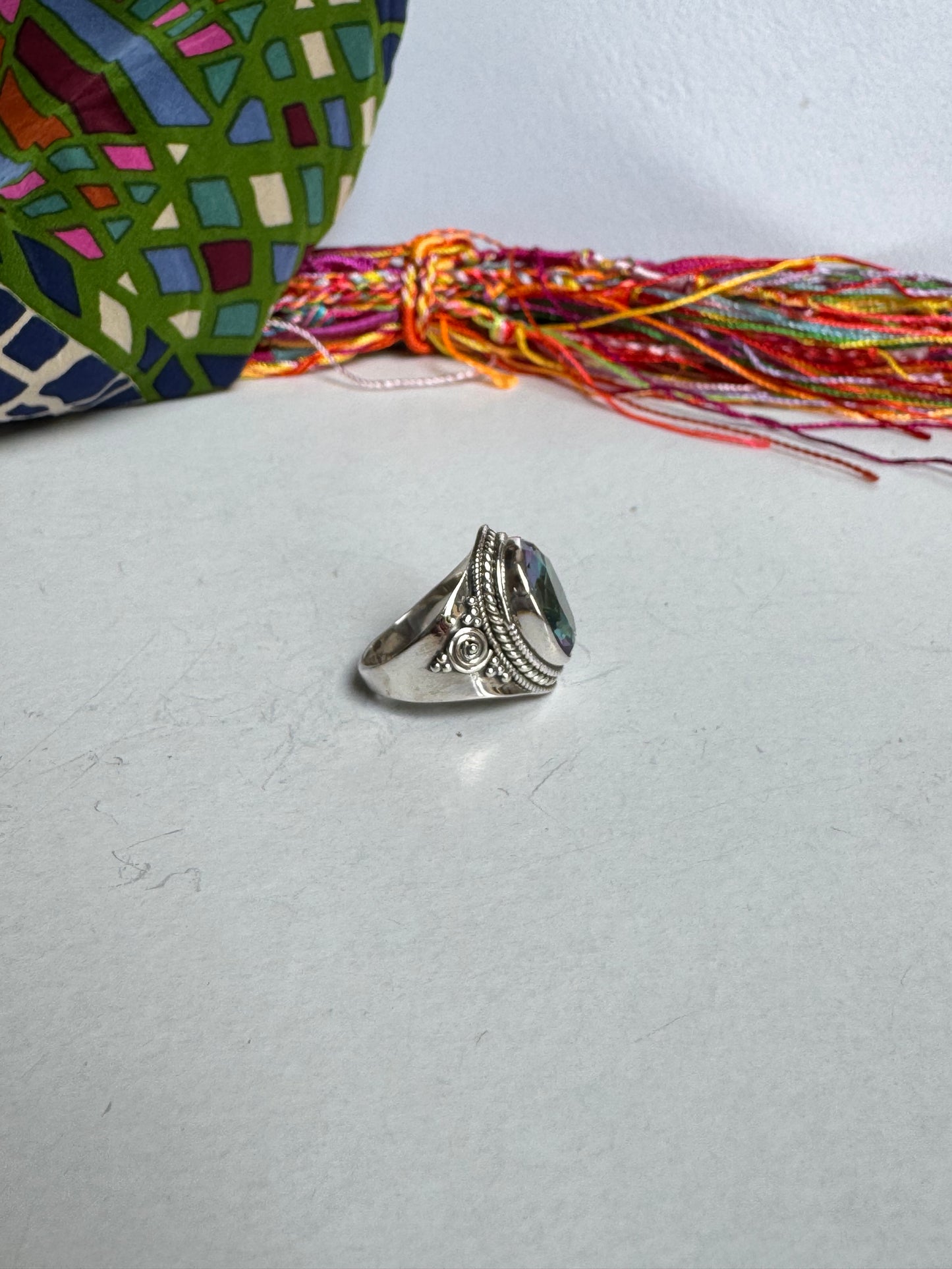 Anello argento 925 mystic stone misura 13/14 - 8LO