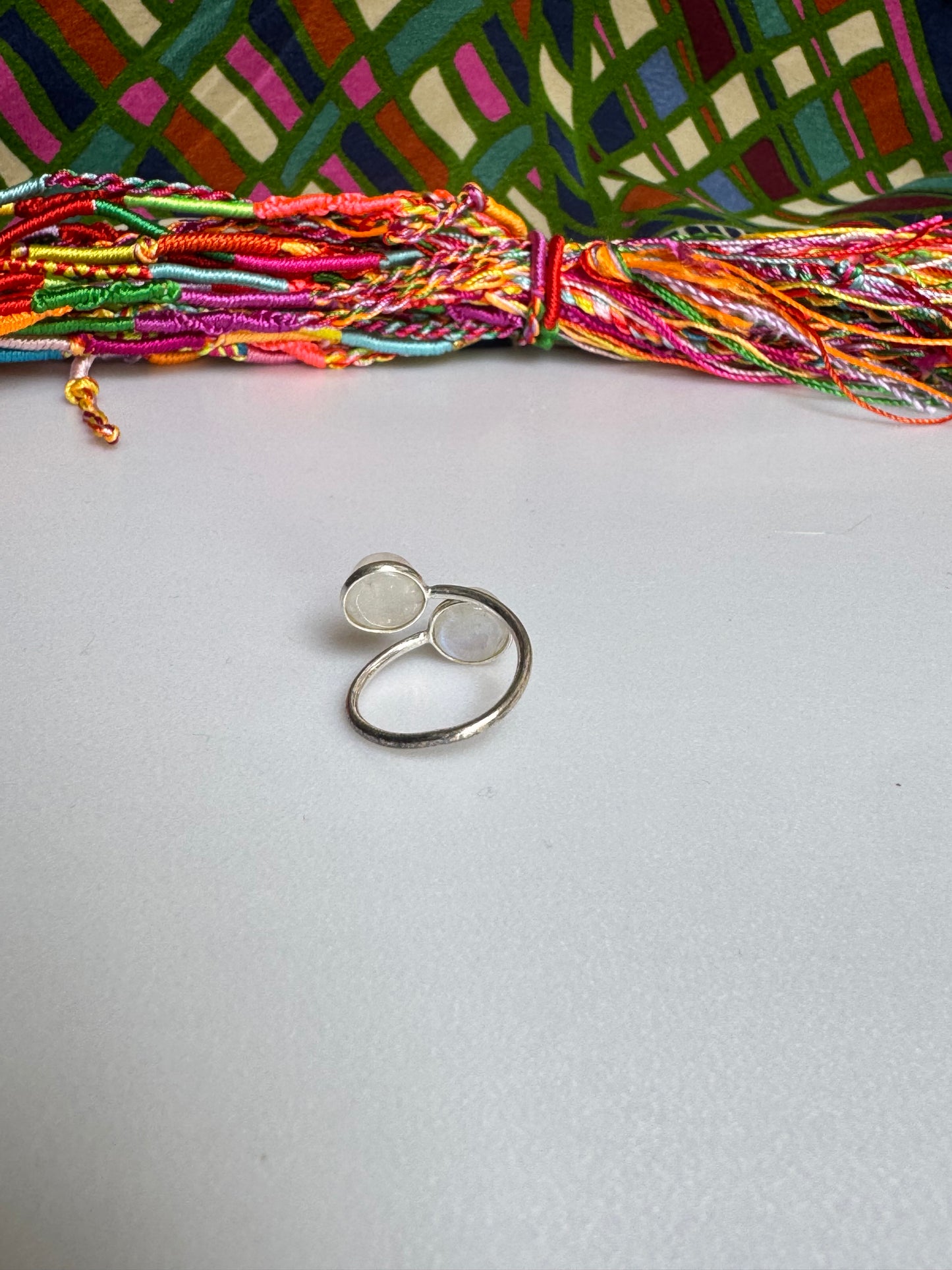 Anello argento 925 Pietra di luna arcobaleno misura 14 - 9AM