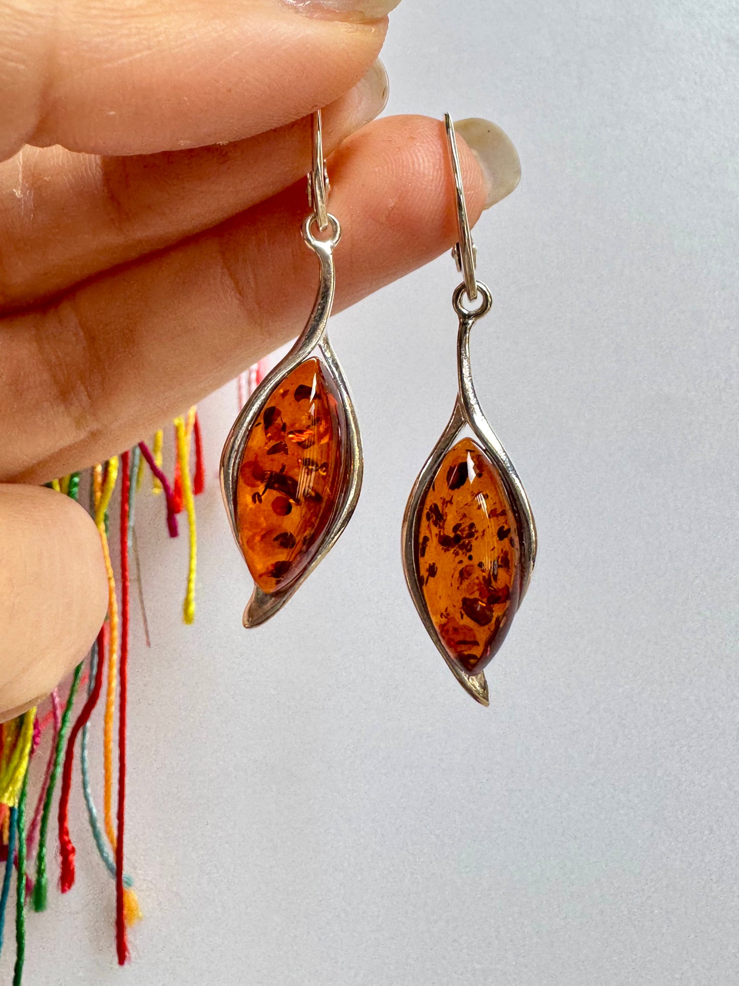 925 silver amber earrings 32AM