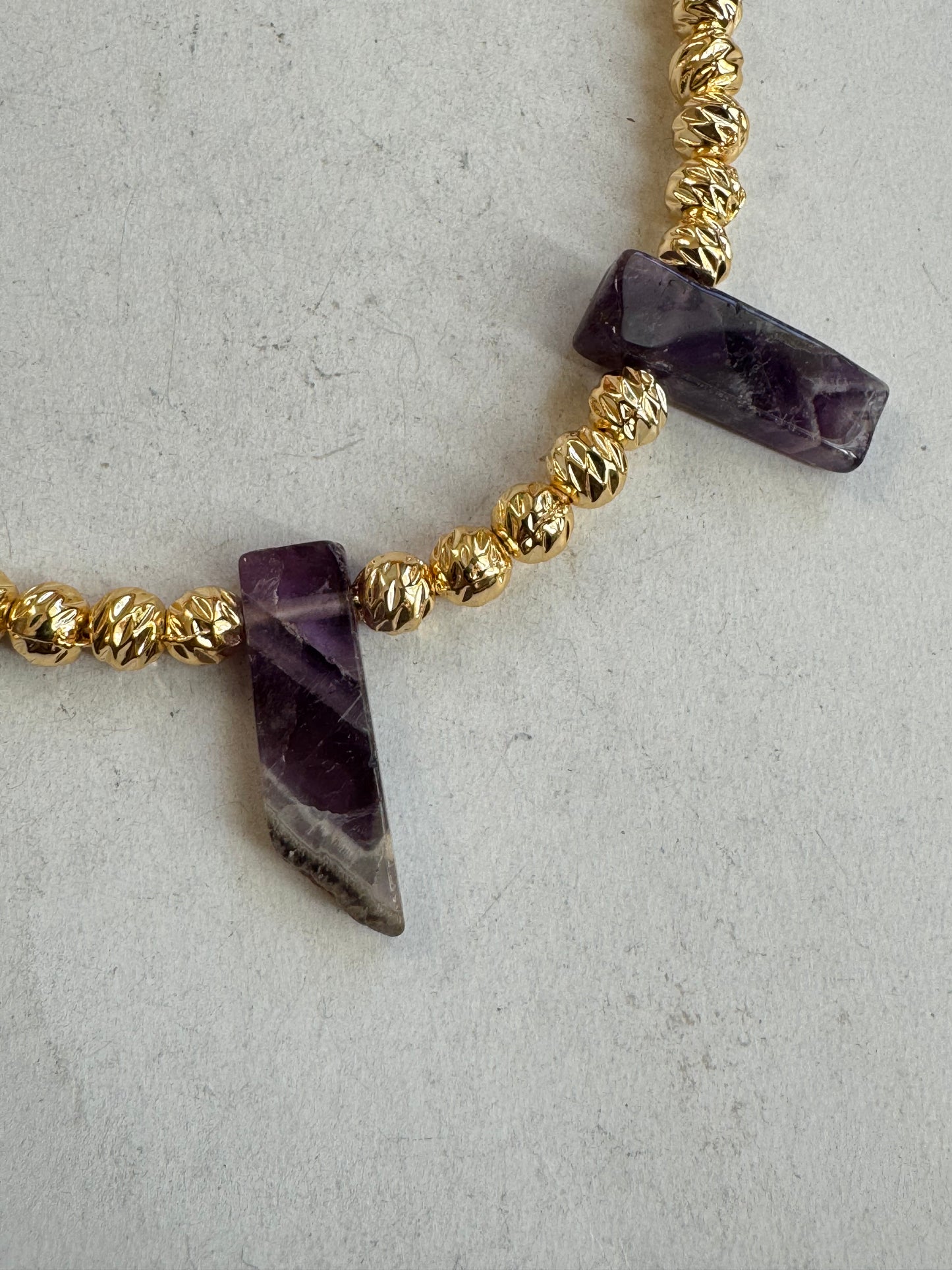 Amethyst golden choker necklace