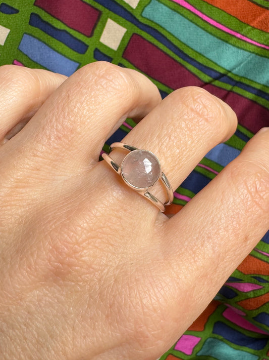 P15 rose quartz 925 silver ring