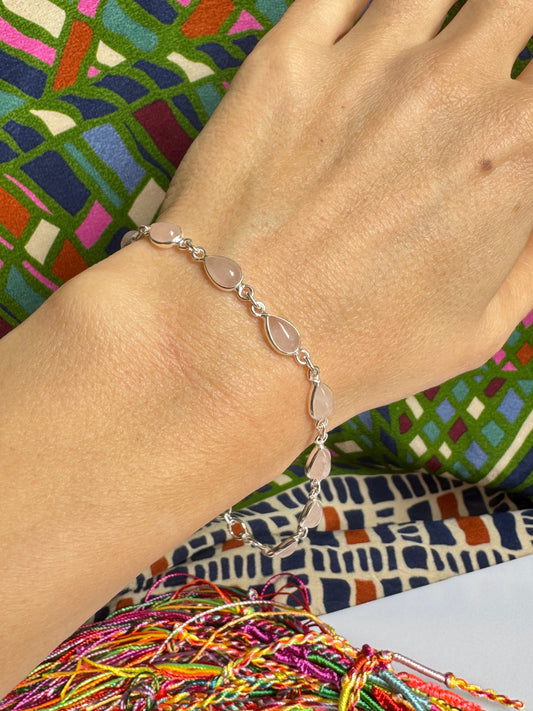 Armband Silber925 Rosenquarz B36