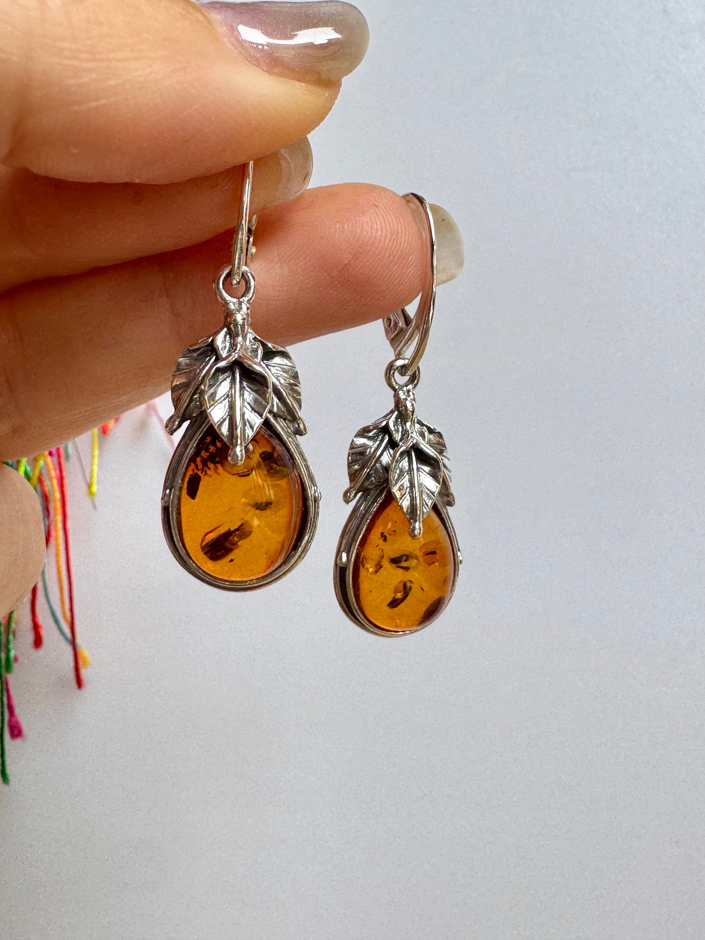925 silver amber earrings 33AM