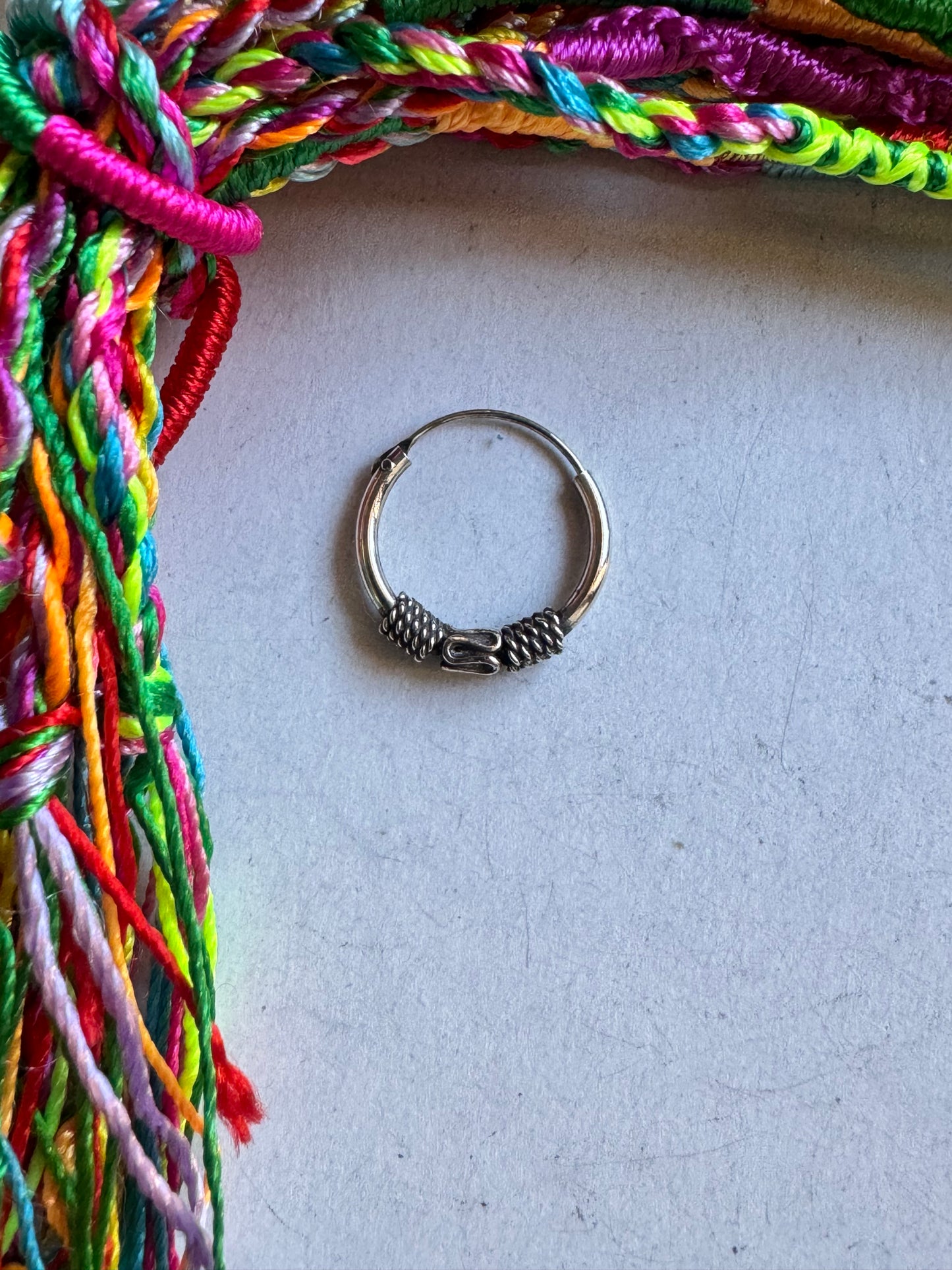 Single boho hoop earring in 925 silver