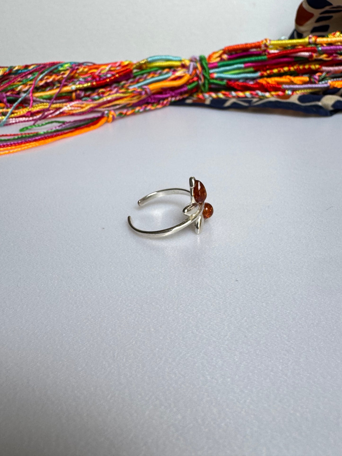 Anello argento 925 ambra misura 15 regolabile 9AMB