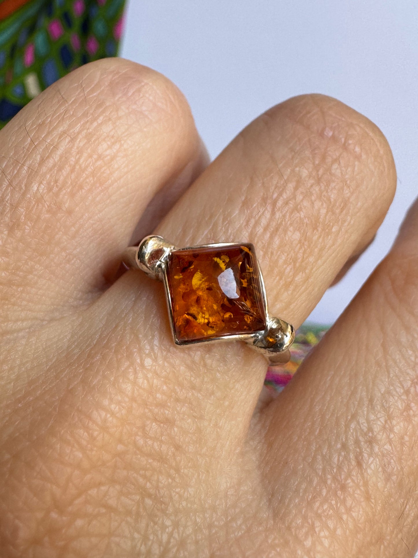 Anello argento 925 ambra misura 14 - 35AMB