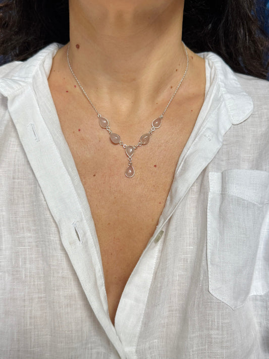 Collana argento 925 quarzo rosa