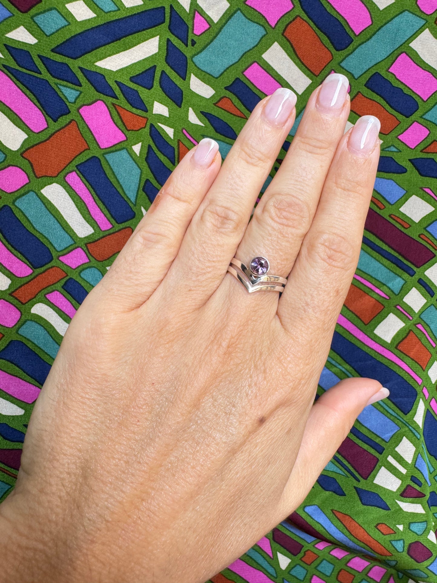 925 silver amethyst ring size 14/15 -G64