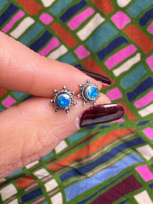 Orecchini lobo argento 925 opale azzurro