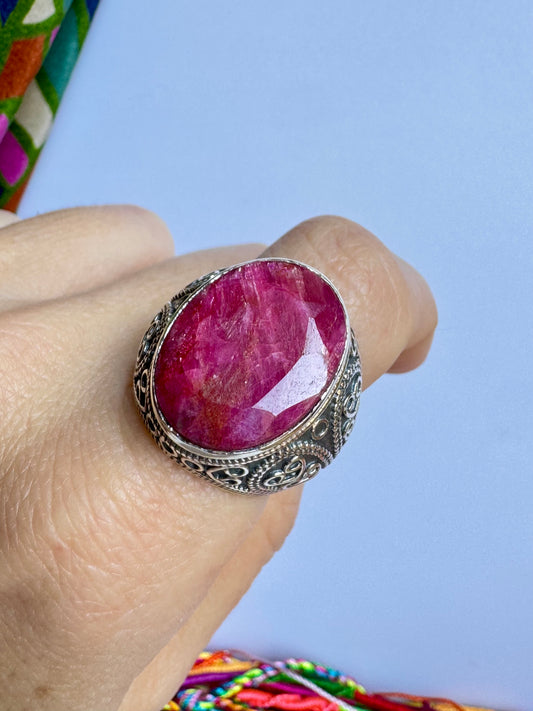 Anello argento 925 radice di rubino misura 17/18 - RR1