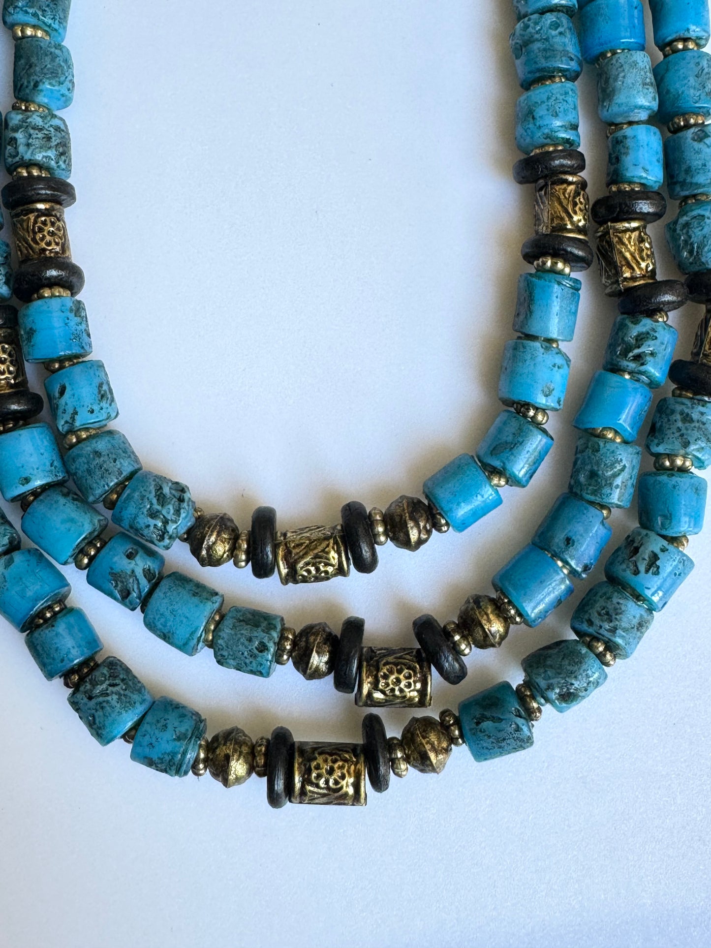 Multi-strand turquoise compass necklace