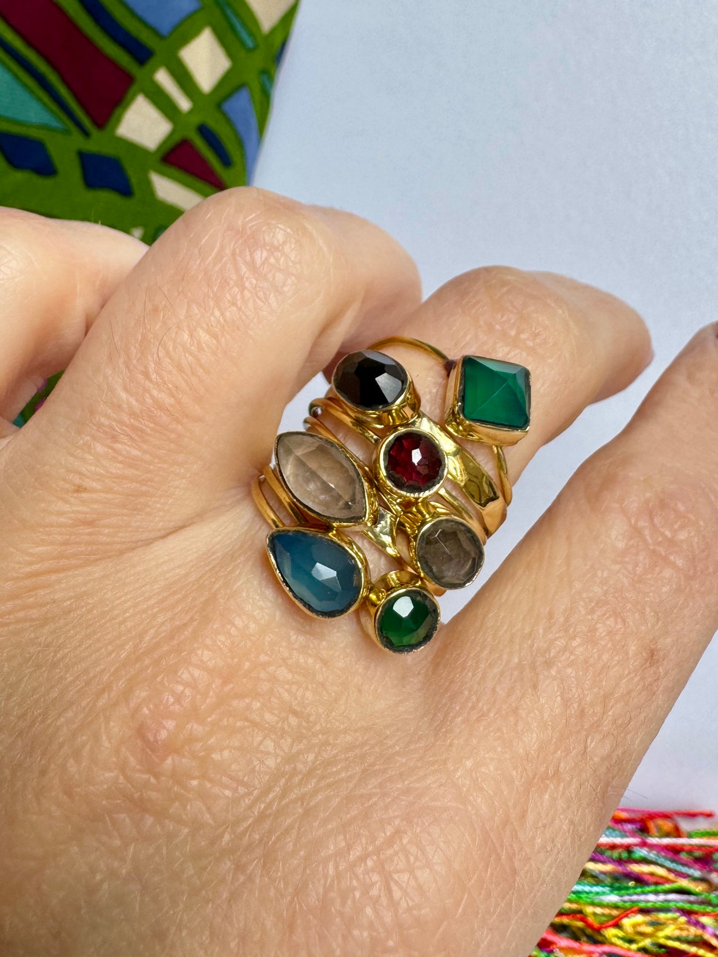 Anello boho dorato multifilo misura 16